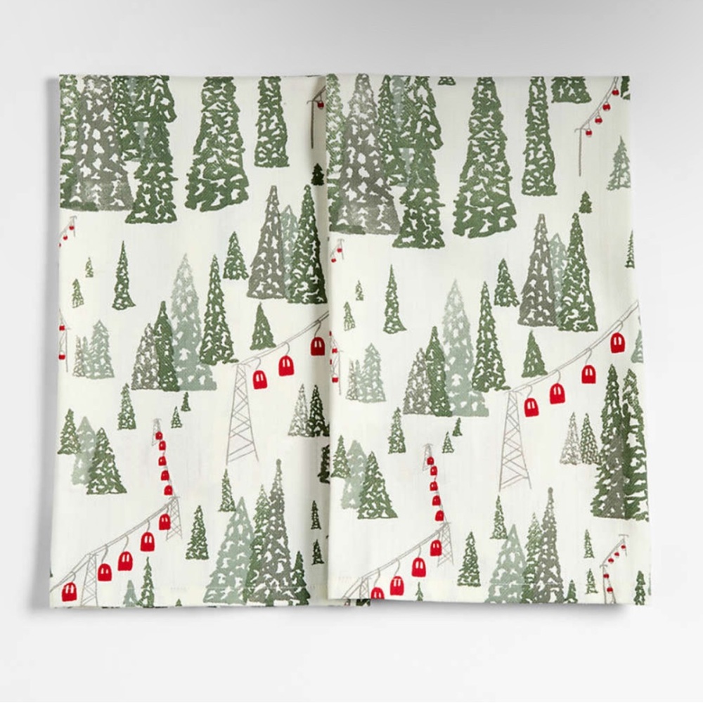 Crate&Barrel Winter Gondola Organic Cotton Kitchen Towels, Set of 2